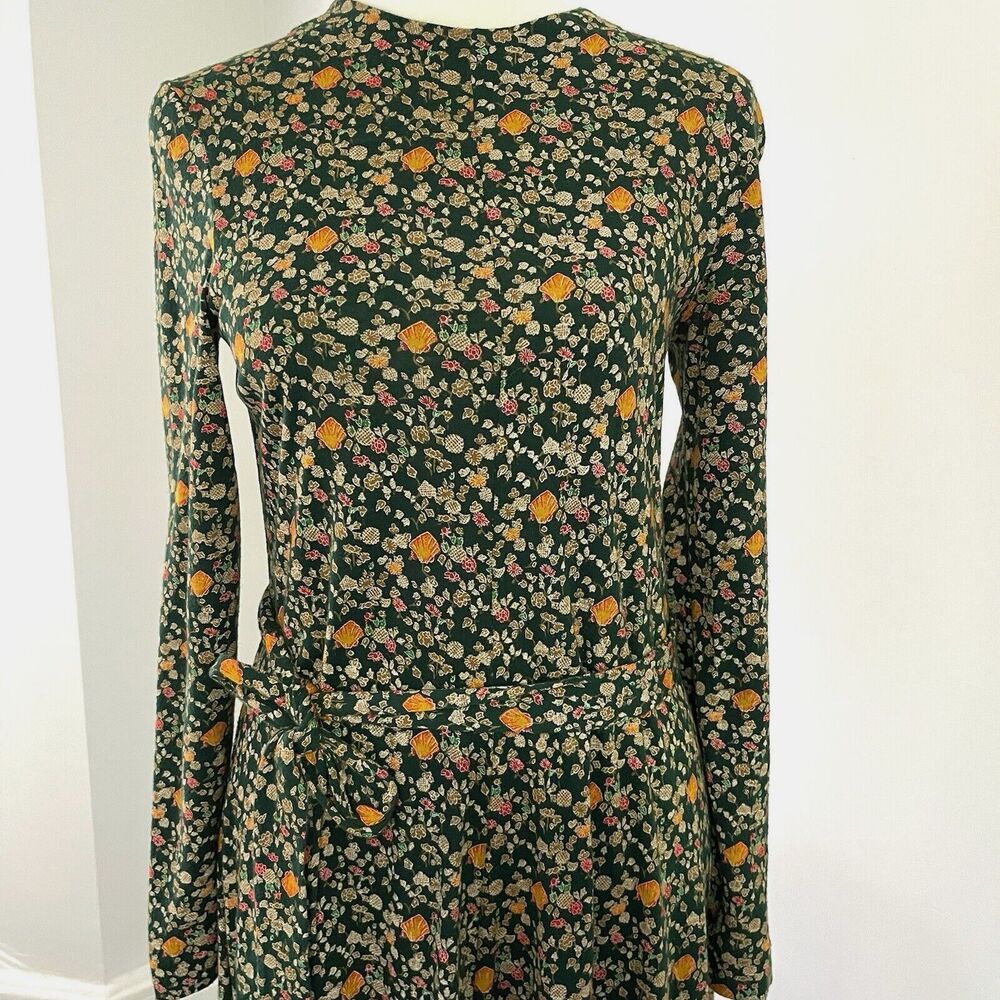 Diane Von Furstenberg Vintage Saks Fifth Avenue Knit Dress Size 8 Green Floral - Picture 3 of 16